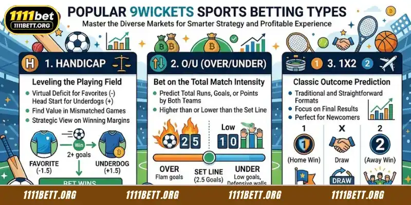 Types of sports betting at 9Wickets
